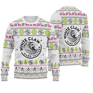 White Claw Hard Seltzer Ugly Christmas "Sweater" top pullover unisex XL XXL